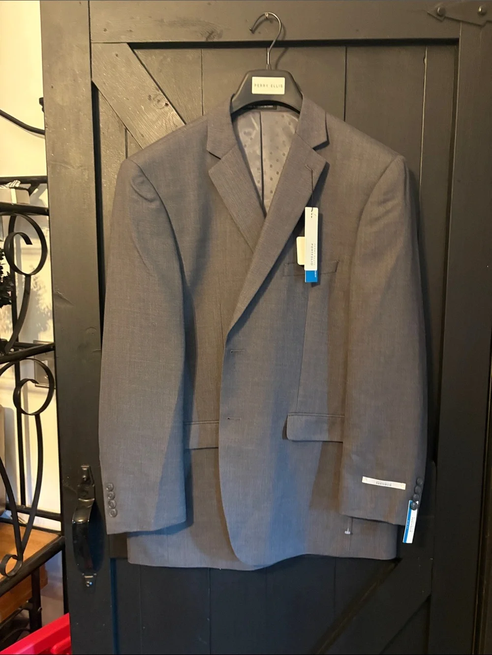 Perry Ellis Men's Gray-Blue Two-Button Suit Jacket